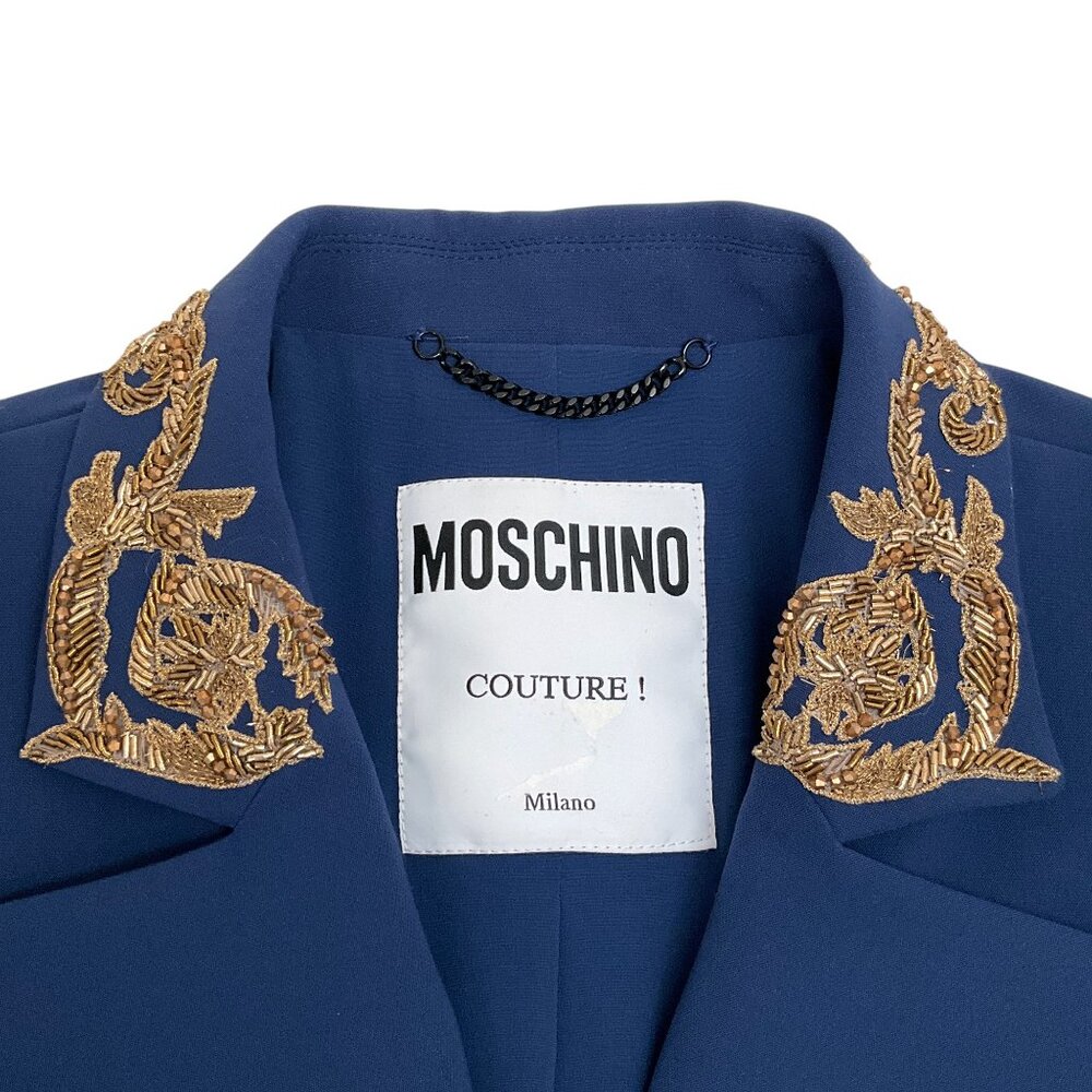 Moschino Couture Navy Blue Blazer with Gold Metal Embroidery - Picture 4 of 4